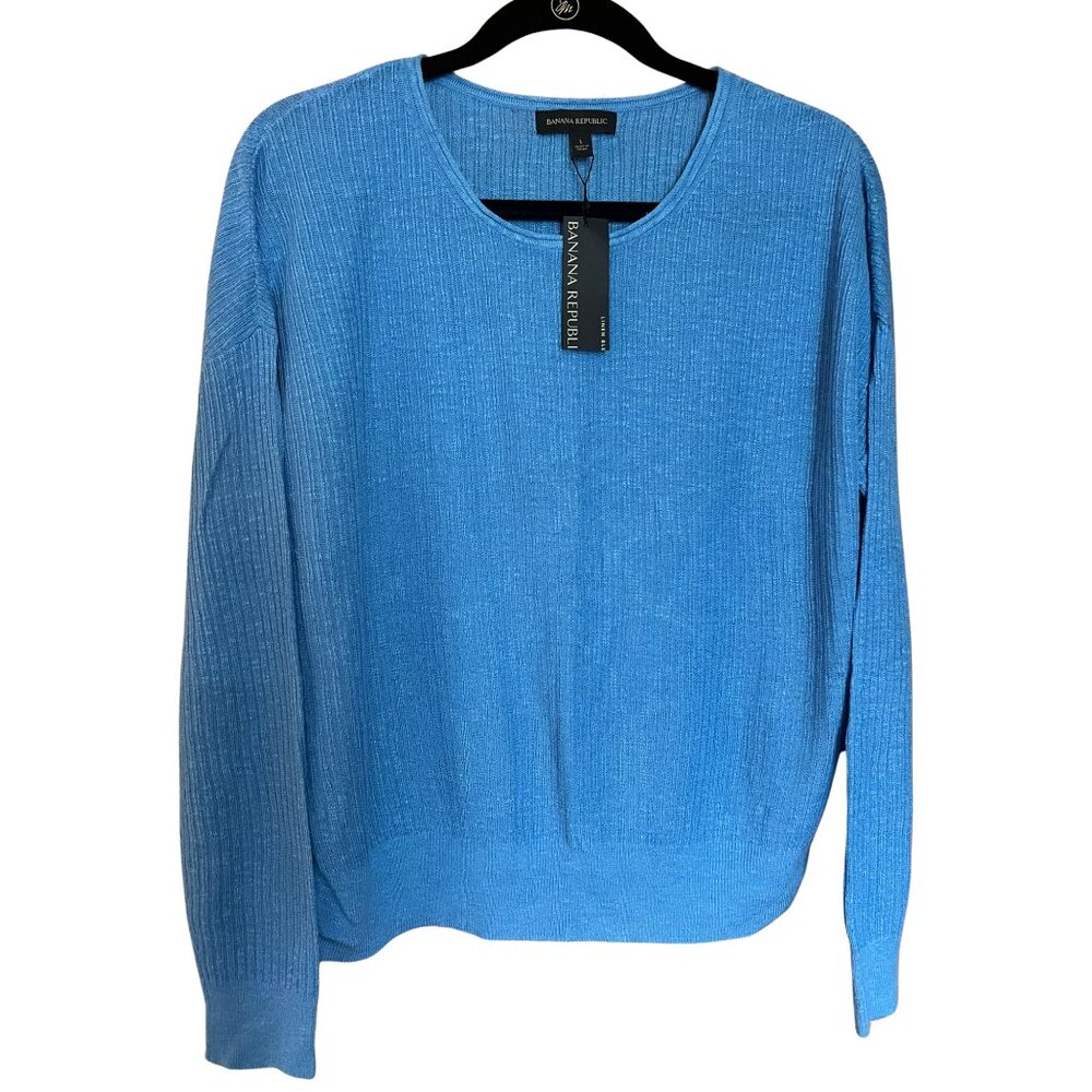 NWT! Blue Linen Blend Sweater // Banana Republic Women's Size L